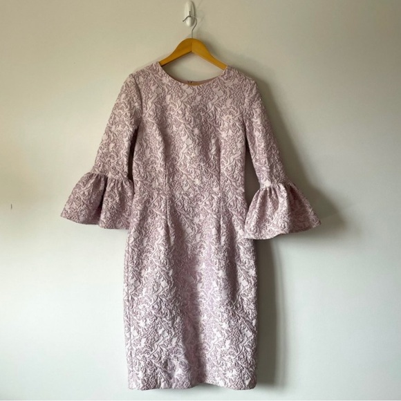 Betsy & Adam textured shimmer bellsleeve wedding guest dress PLS READ listing - Picture 3 of 11